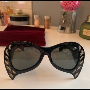 Gucci Hollywood Forever Black Mother Of Pearl Oversized Sunglasses
